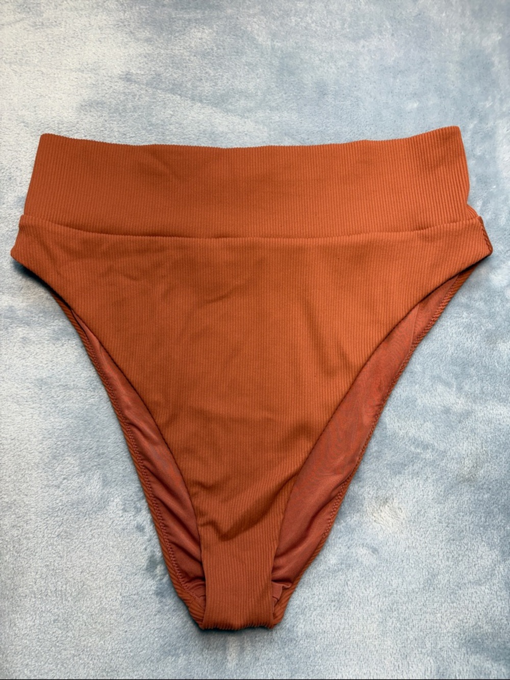 aerie High-Waist Ribbed Cheeky Bikini Bottom - Terracotta